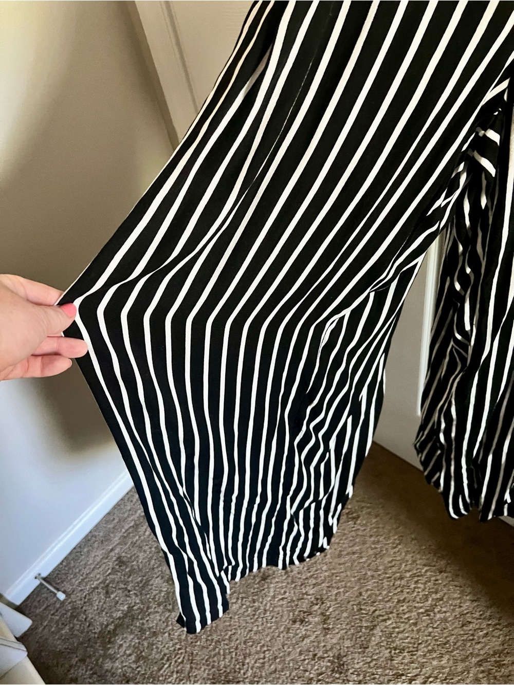 Torrid NWT Black and White Vertical Stripe Wide-Leg Jumpsuit - Picture 9 of 9
